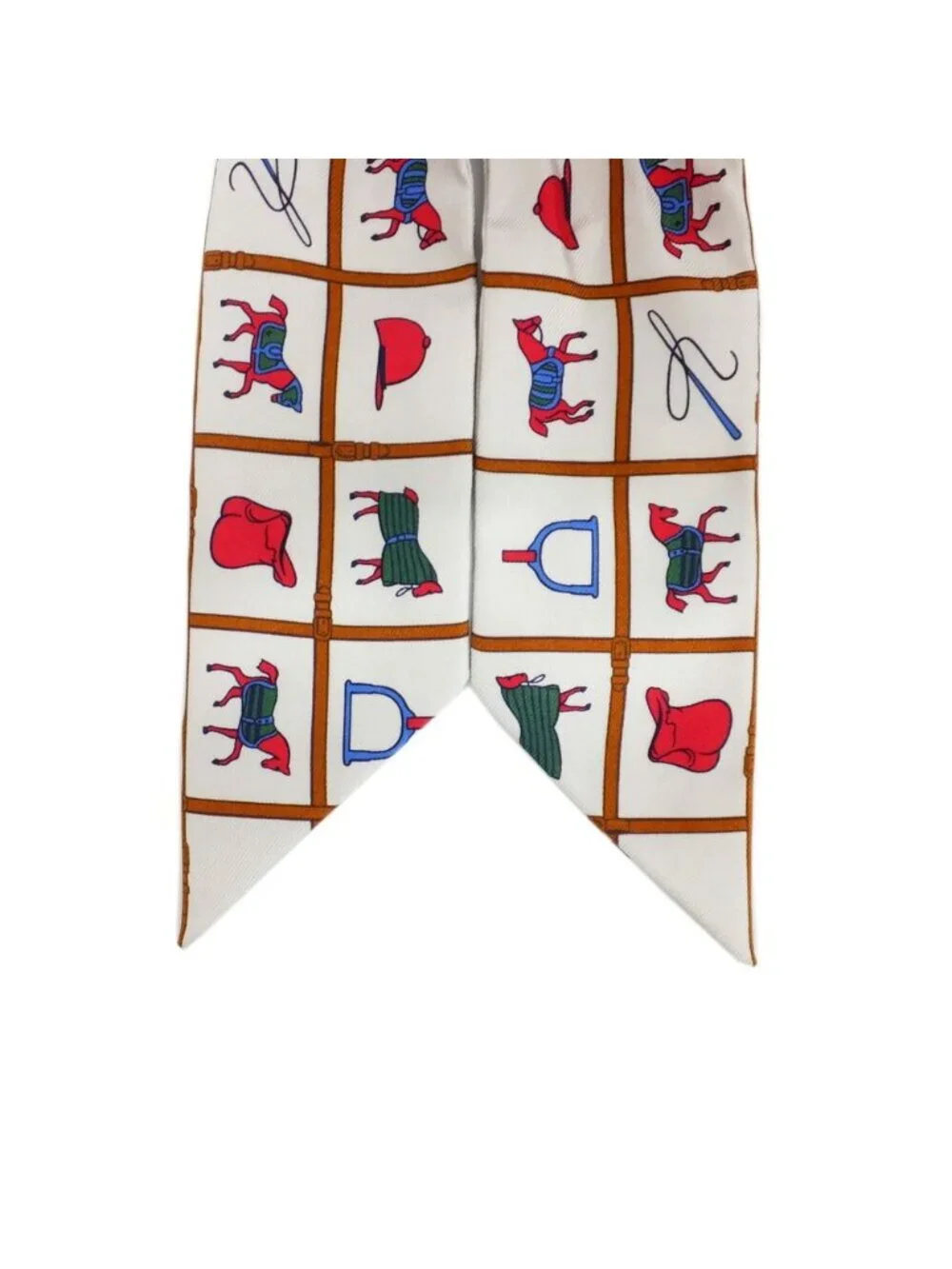 Hermes Ten Twilly Horse Tackle Couvertureset Tenues de Jour Off White Silk Scarf